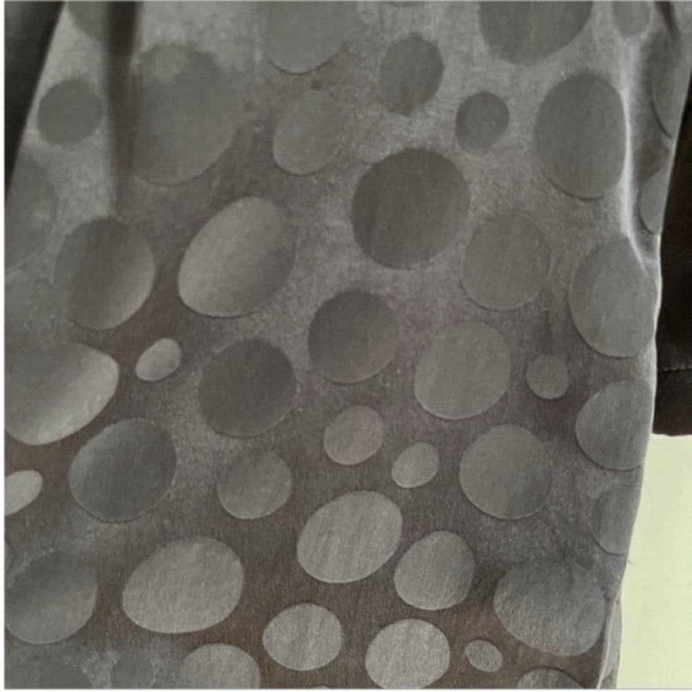 Sally Tseng blouse black circle print dots pleated silk open back - Picture 2 of 8